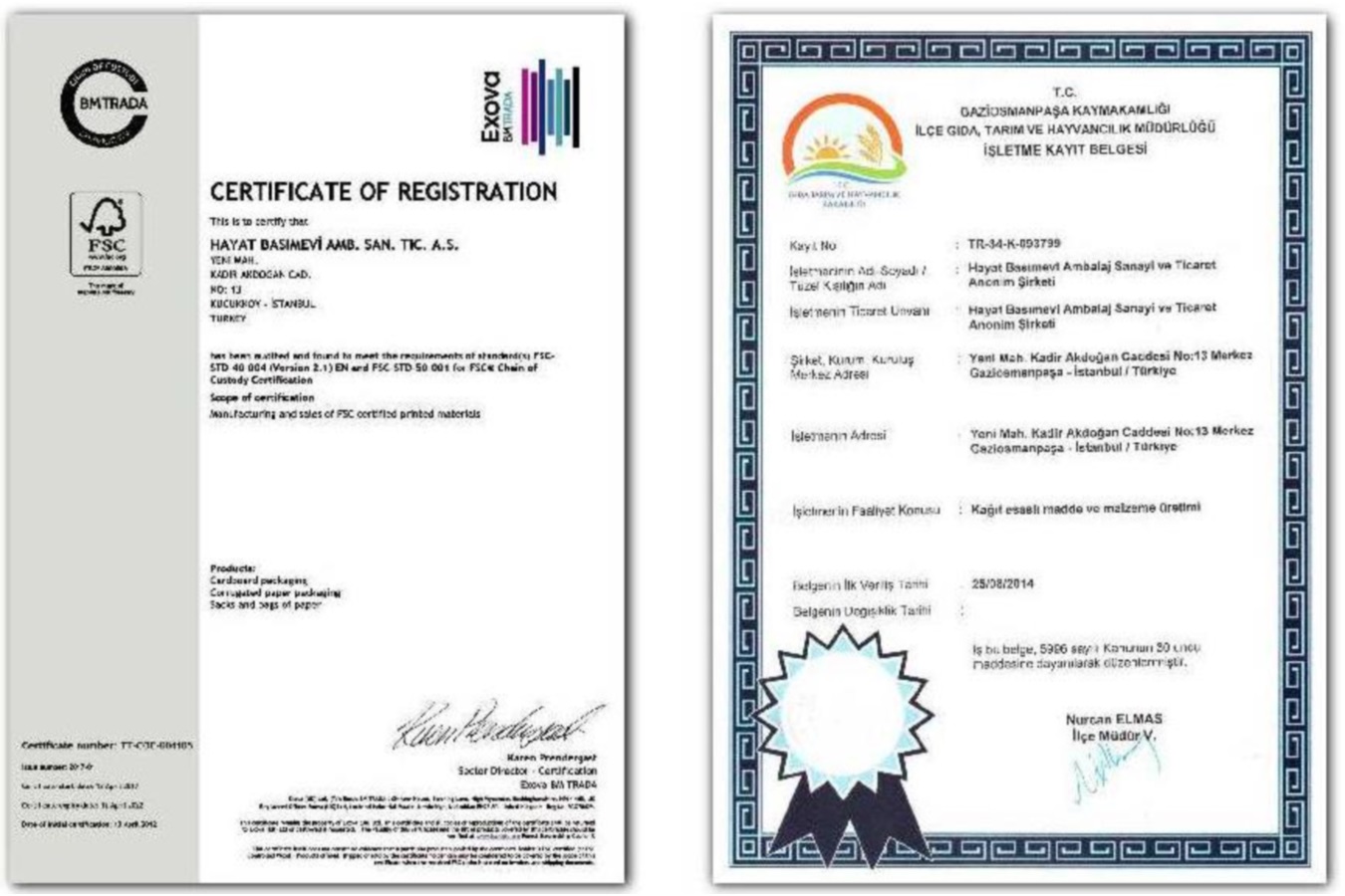 HayatPrint Certificates
